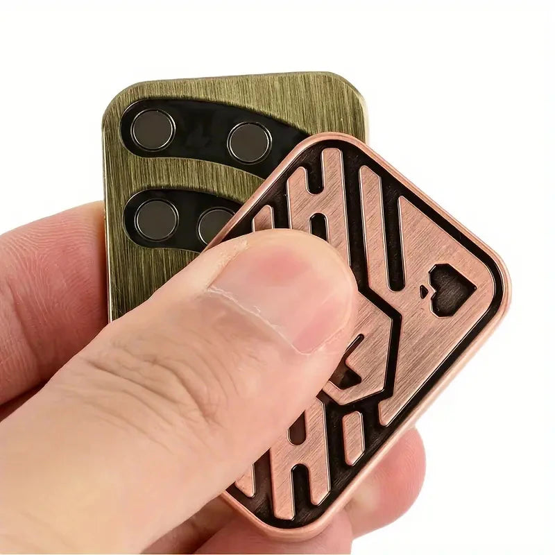Metal Skull Push Slider EDC Fidget Toy Anti-Stress Spinning Poker Decompress Magnetic Toy for Adults Gifts