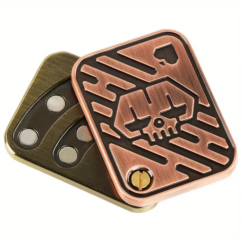 Metal Skull Push Slider EDC Fidget Toy Anti-Stress Spinning Poker Decompress Magnetic Toy for Adults Gifts