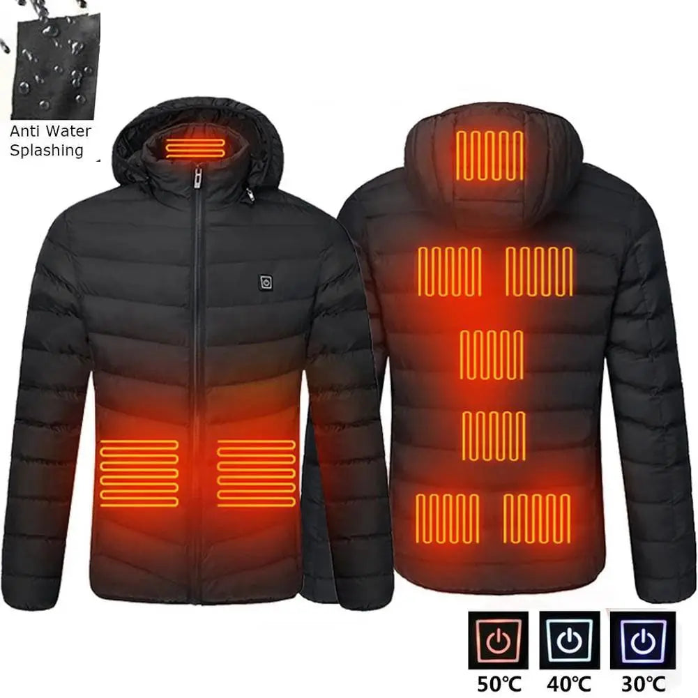 Men's Heated USB Jacket Winter Outdoor Electric Heating Warm Sports Thermal Coat Clothing Heatable Parka