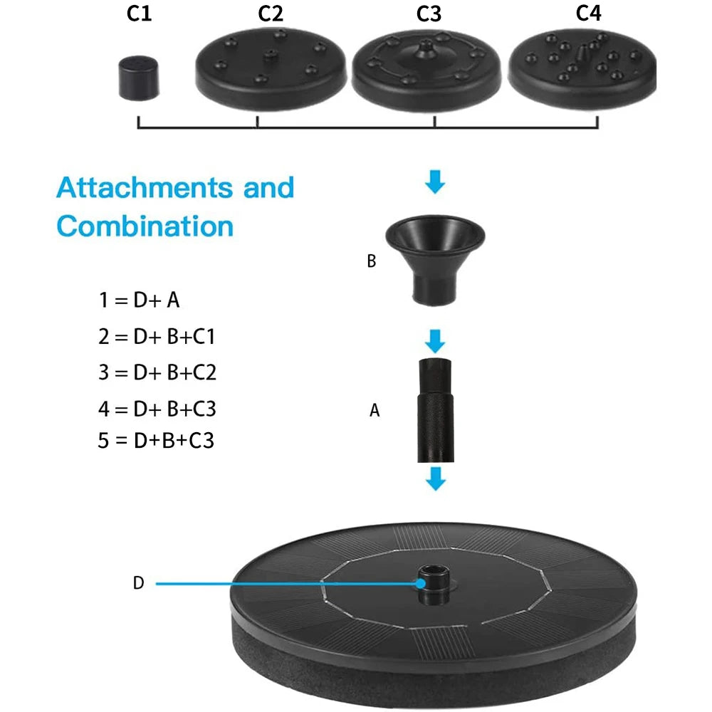 Mini Solar Water Fountain for Pool Pond Waterfall Garden Decoration Outdoor Bird Bath Floating
