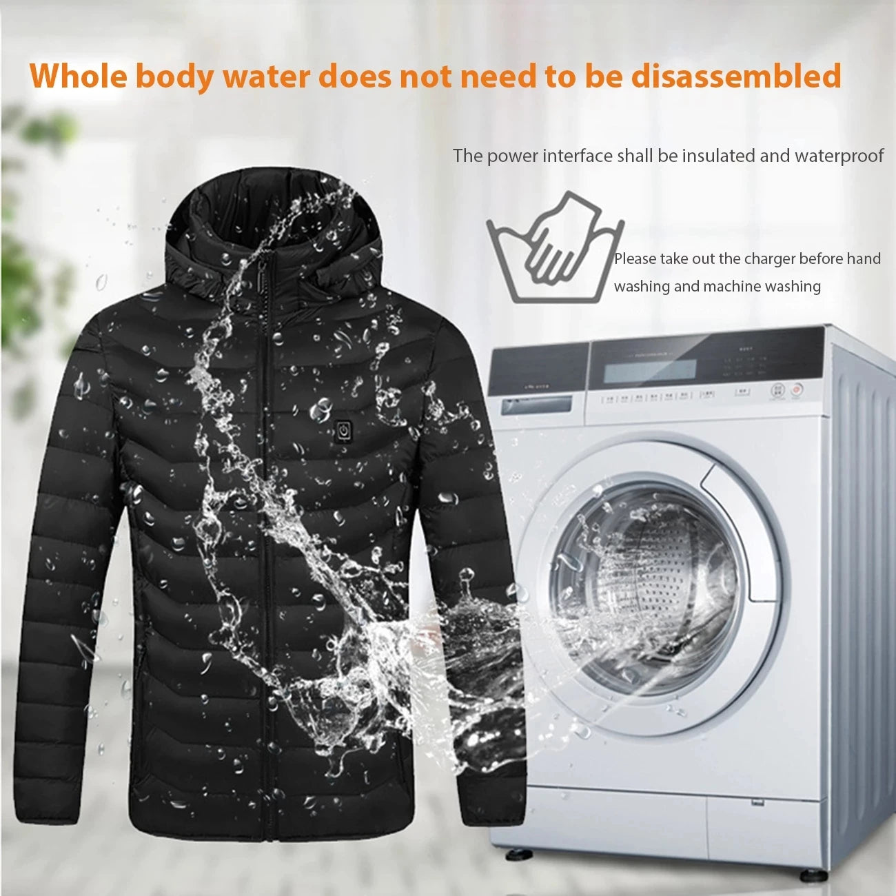 Men's Heated USB Jacket Winter Outdoor Electric Heating Warm Sports Thermal Coat Clothing Heatable Parka