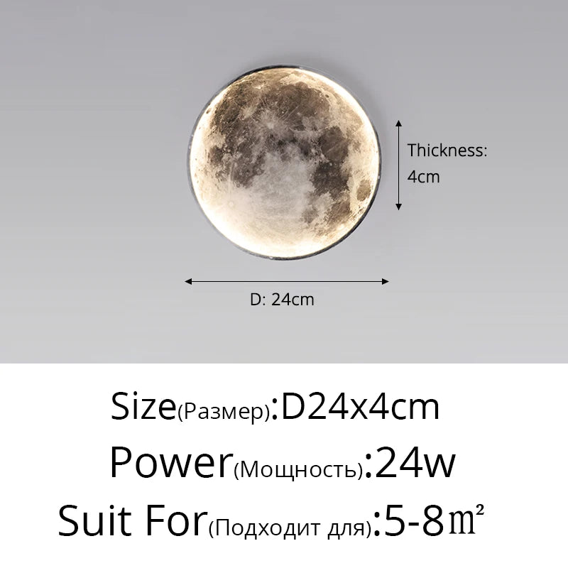 Moon LED Wall Light for Bedroom, Kids' Room, Foyer, Living Room, Coffee Bar & Hallway