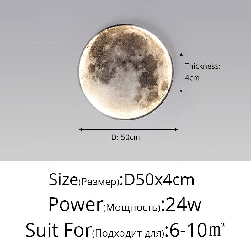 Moon LED Wall Light for Bedroom, Kids' Room, Foyer, Living Room, Coffee Bar & Hallway