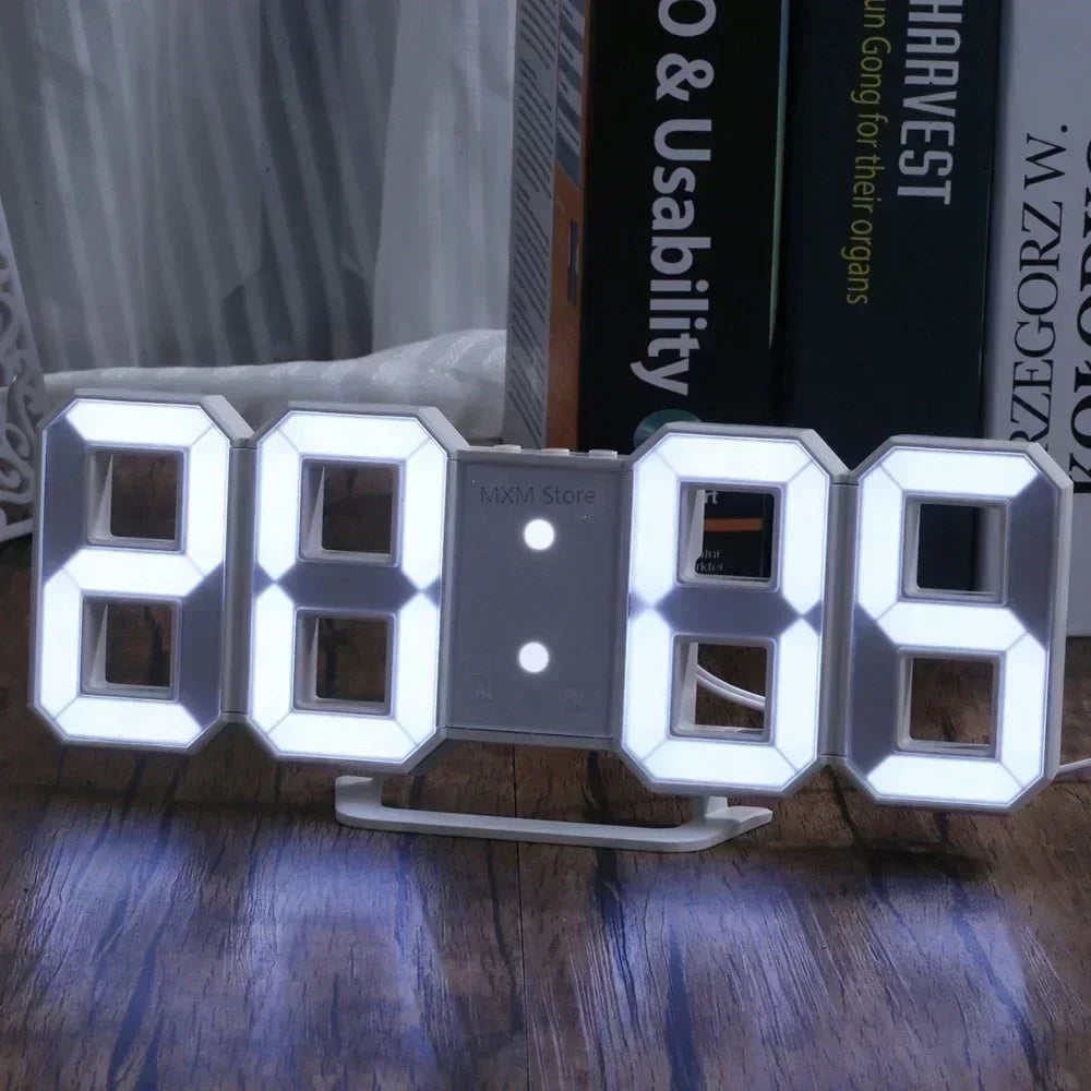 3D LED Digital Clock Wall Decoration Glow Night Mode Adjustable Electronic Watch for Bedroom Room Decor
