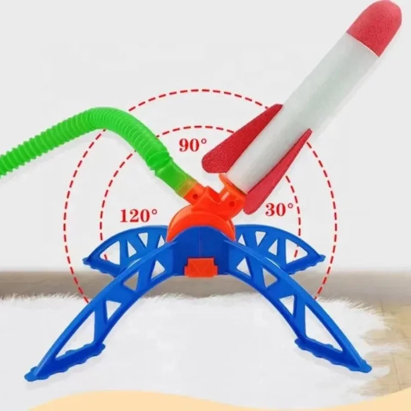 Kids Outdoor Foot Pump Rocket Launcher Air Powered Soaring Rocket Jump Game Children Toy Gift