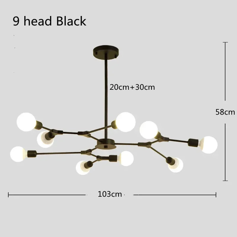Modern Magic Bean Molecular Branch Chandelier - Electroplated Living Room & Bedroom Lamp