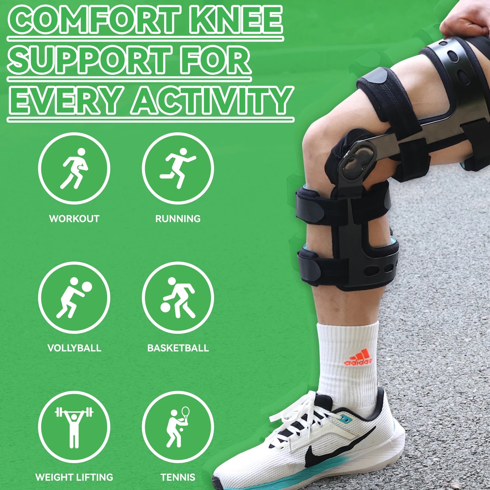 Functional ACL Knee Brace with Dual Hinges, Medial & Lateral Collateral Ligament Support for Injury Prevention & Recovery