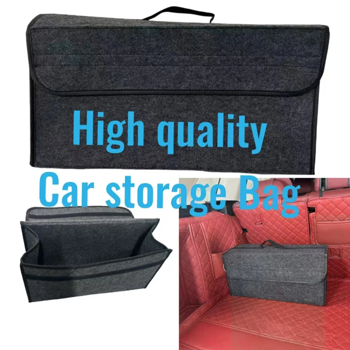Large Anti-Slip Compartment Car Trunk Organizer Boot Storage Bag Soft Felt Storage Box Accessories