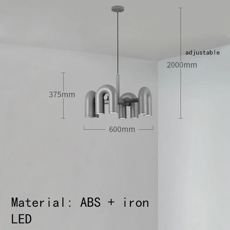 Modern Luxury U-Shaped Metal LED Pendant Light in Black & Orange for Living & Dining Room