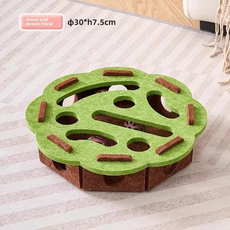 Cat Puzzle Toy, Felt Puzzle Box with Ball, Indoor Exercise & Hunting Toy for Cats