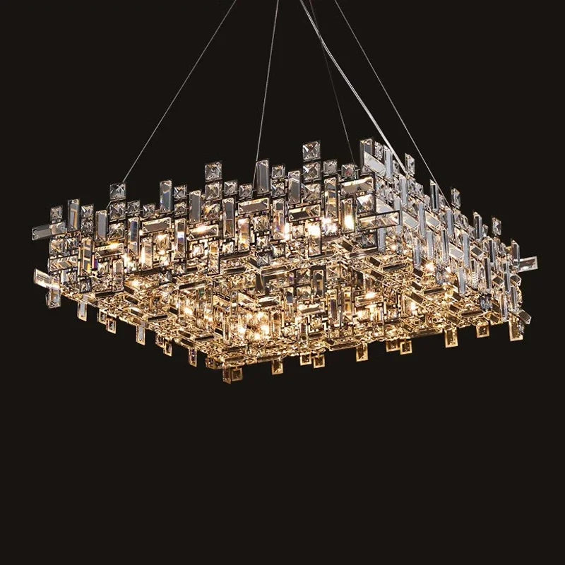 Luxury Chrome LED Crystal Chandelier for Home Villa Living & Dining Room Ceiling Pendant Lighting Fixture