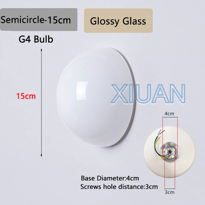 Concealed Base Glass Wall Lamp - French Bauhaus Milky White Round Ball Light for Bedside & Bathroom Mirror