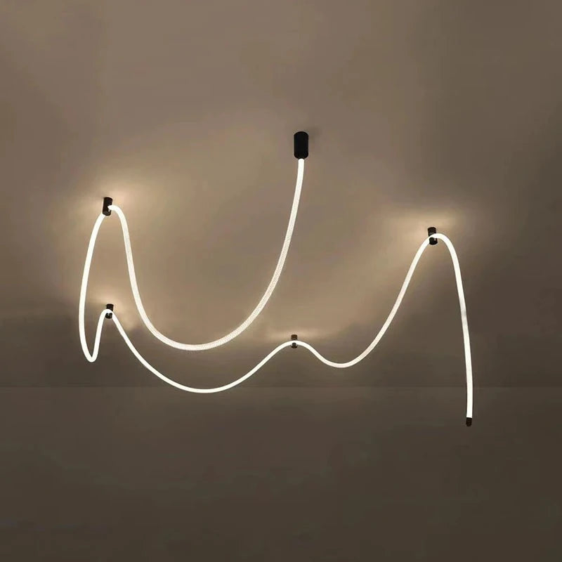 Designer DIY Silicone Chandelier, Art Wrapped Line Lamp for Living Room Dining Room Exhibition Hall Bedroom