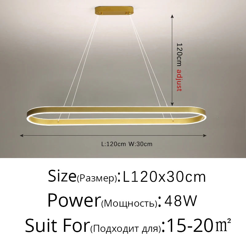Modern White LED Chandelier Lights - Long Pendant Lamp for Living Room, Dining Room, Bedroom and Hall Decor