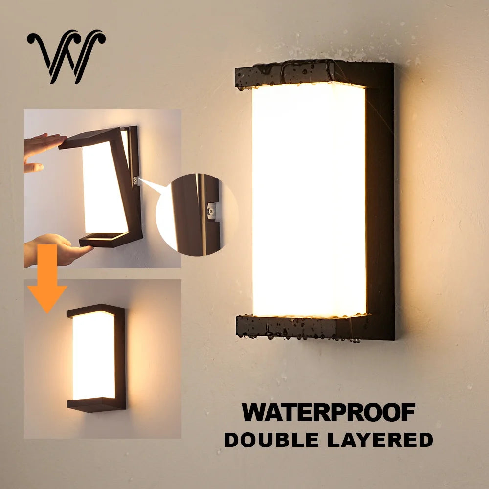 IP65 Waterproof Outdoor LED Wall Lamp Exterior Lighting Plastic Lamp Body Warm White Porch & Garden Light