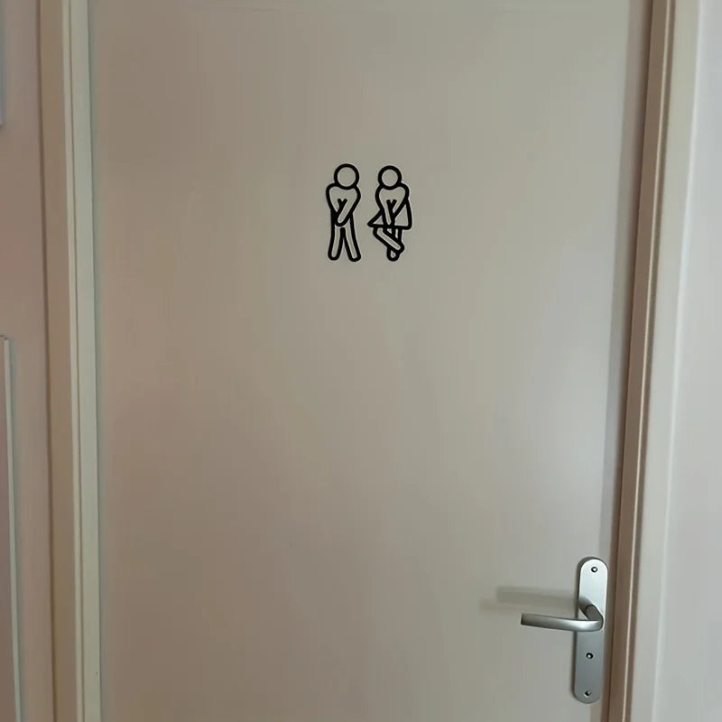 Funny Bathroom Signs for Men & Women, Creative Restroom Door Decor Toilet Signage Wall Sticker
