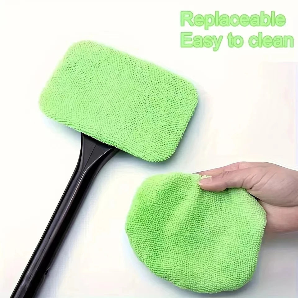 Car Window Cleaner Brush Kit with Long Handle, Windshield & Interior Auto Glass Cleaning Tool