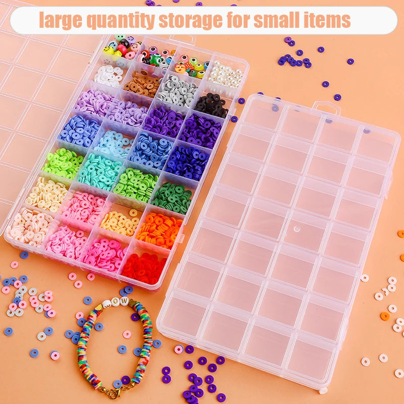 Transparent Storage Container Jewelry Box - Clear Plastic Organizer and Display Case for Earrings and Beads