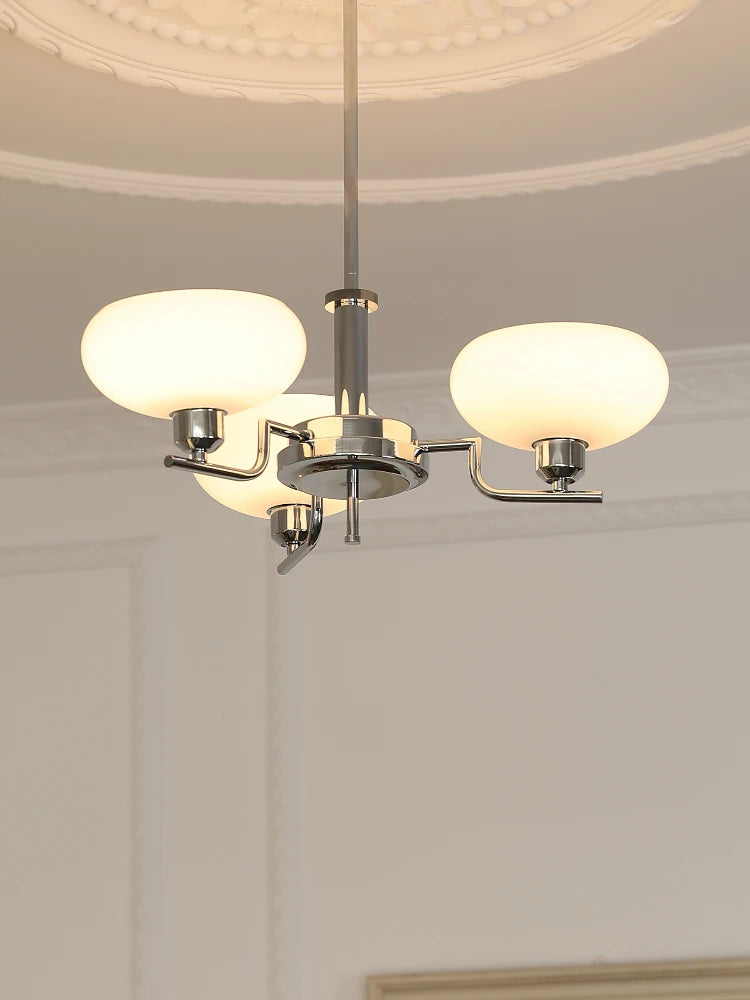Bauhaus Modern French Designer Chandelier for Bedroom Study Living Room, Northern European Retro Lamp