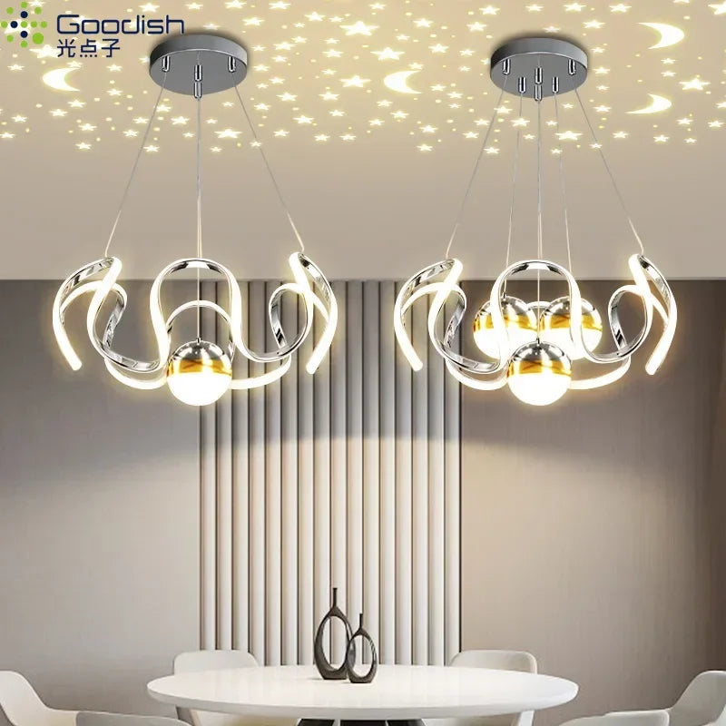 Modern Nordic Minimalist Luxury LED Pendant Chandelier for Living, Dining & Bedroom