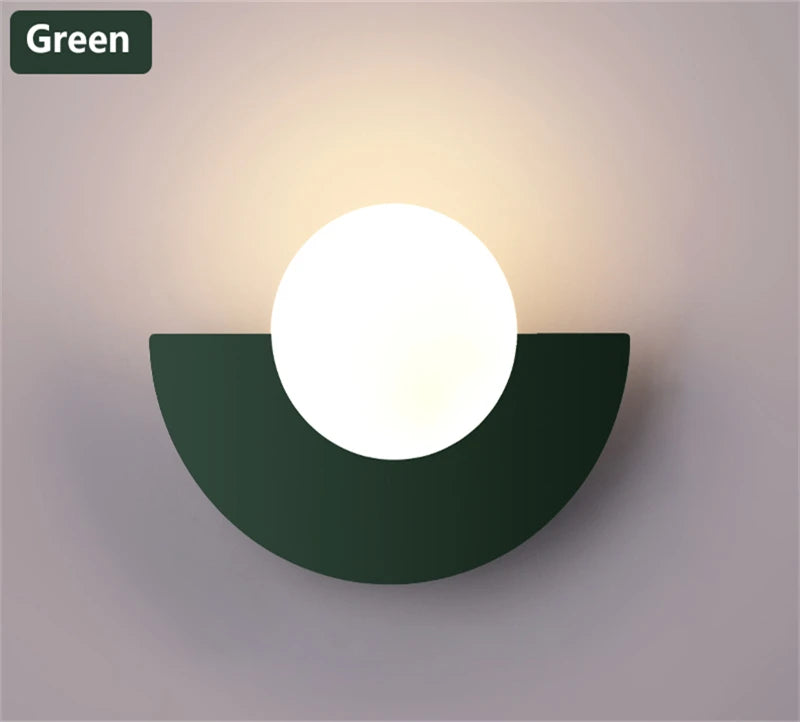 Round Ball Lampshade Wall Sconce Light, LED G9 Bulb for Bedroom Corridor Home Decor Lustre