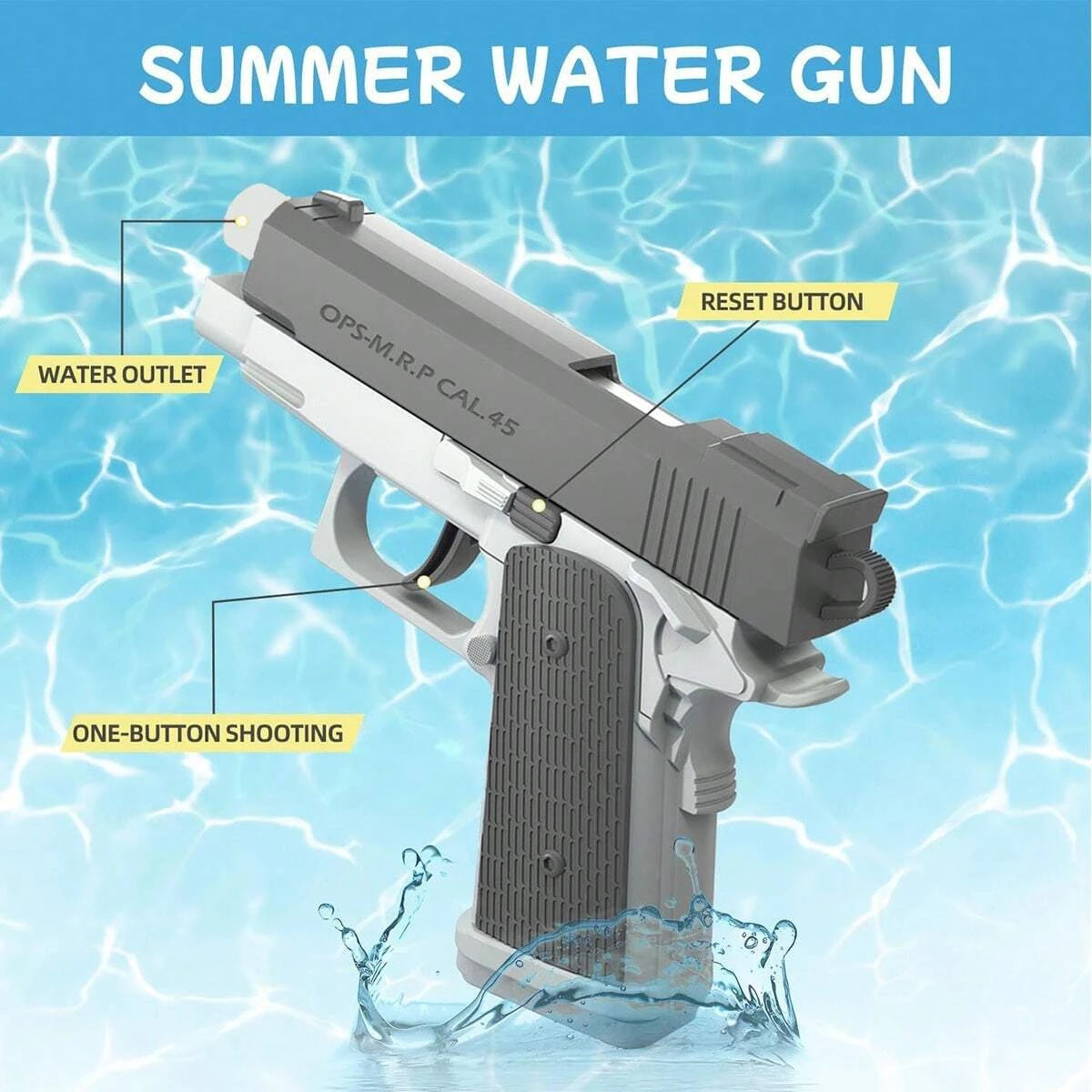 M1911 Water Gun Pistol Toy Squirt Blaster for Summer Pool Beach Shooting Games Outdoor Kids & Adults