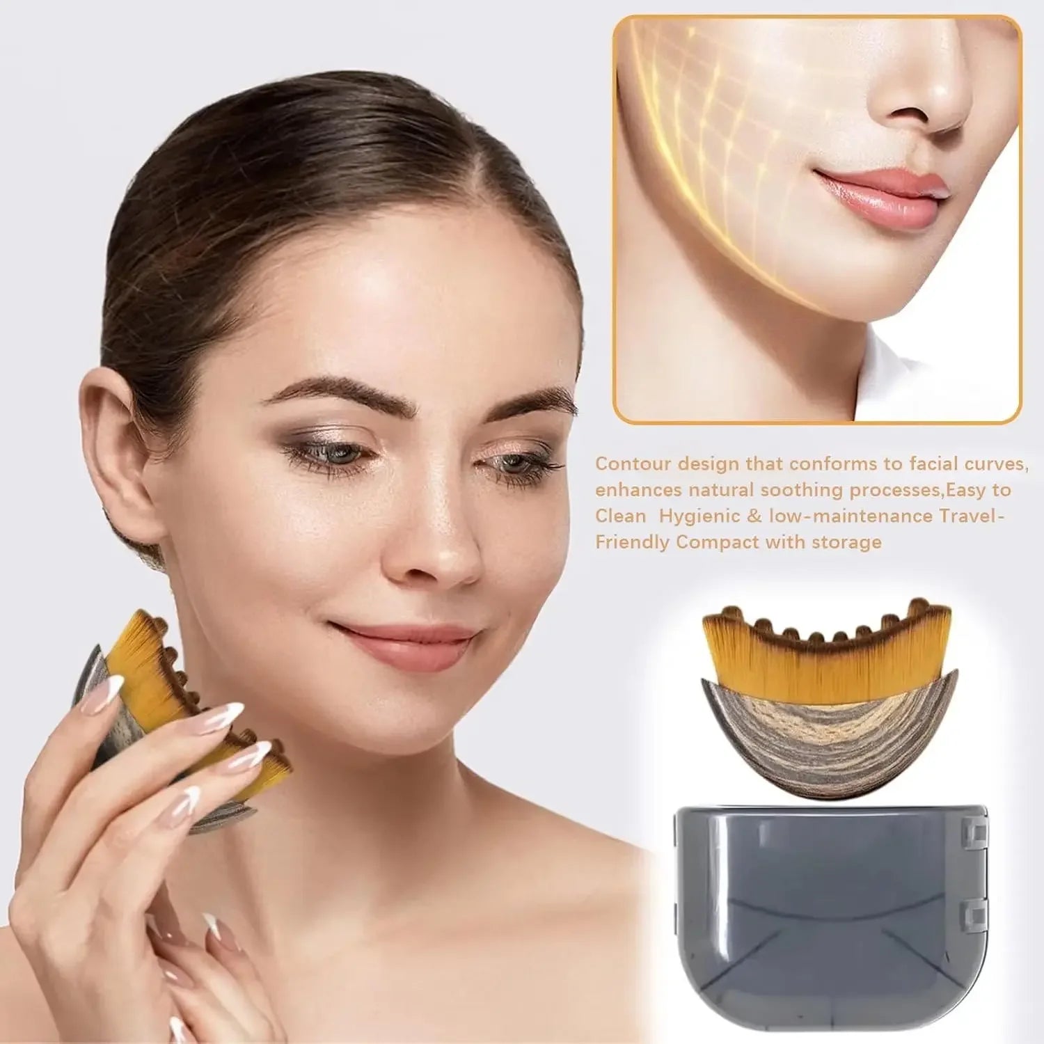 Lymphatic Contour Face Brush for Chin & Jawline Sculpting Drainage Massager Ergonomically Designed to Fit Skin