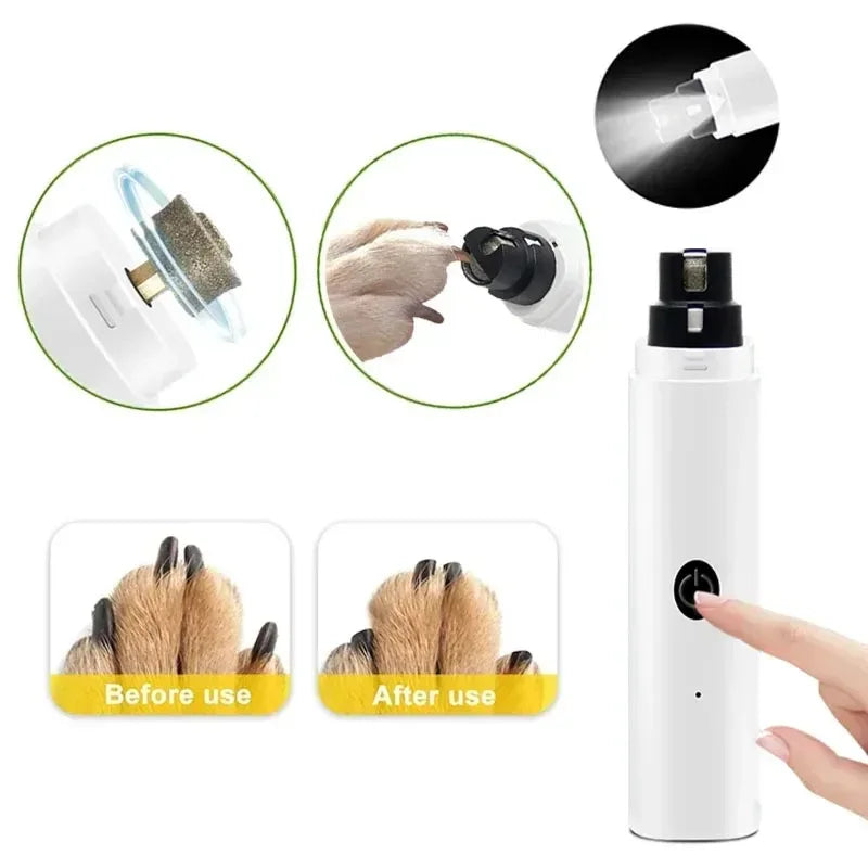 Rechargeable Electric Dog Nail Clippers & Grinder, USB Charging LED Light Quiet Pet Nail Grooming for Dogs & Cats