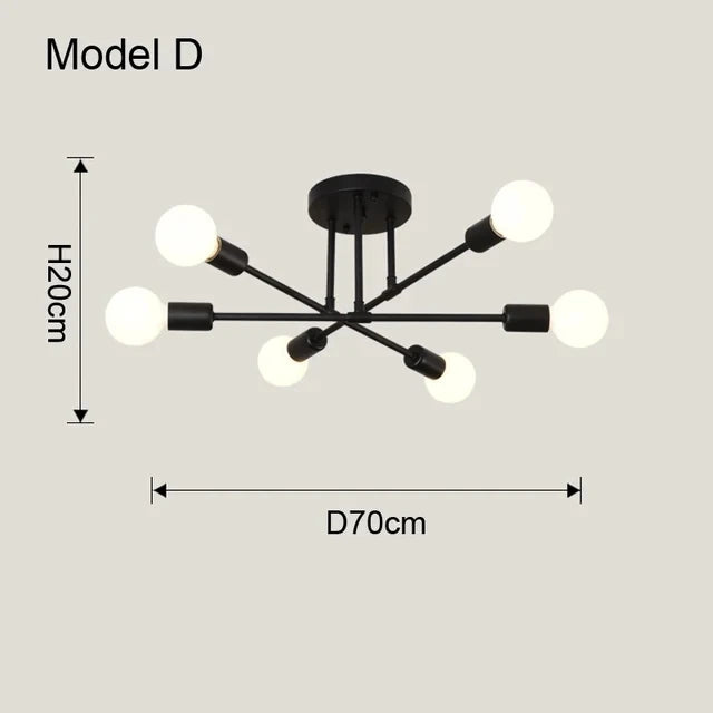 Nordic Minimalist LED Pendant Ceiling Chandelier in Black & Gold for Bedrooms & Living Rooms