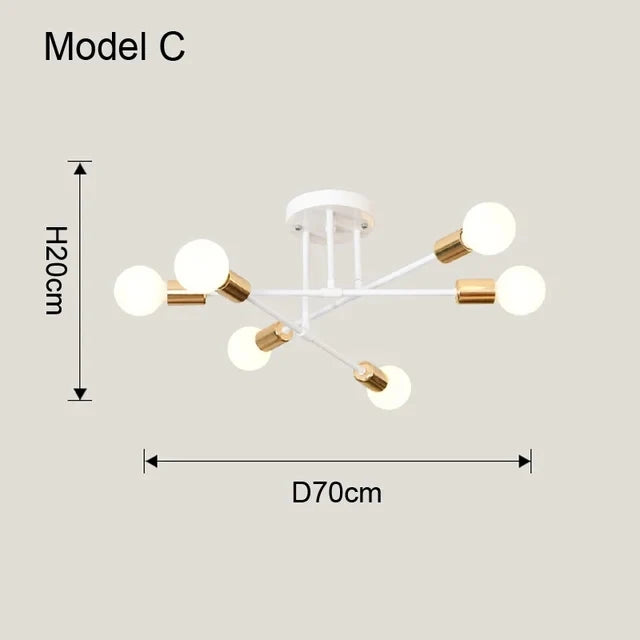 Nordic Minimalist LED Pendant Ceiling Chandelier in Black & Gold for Bedrooms & Living Rooms