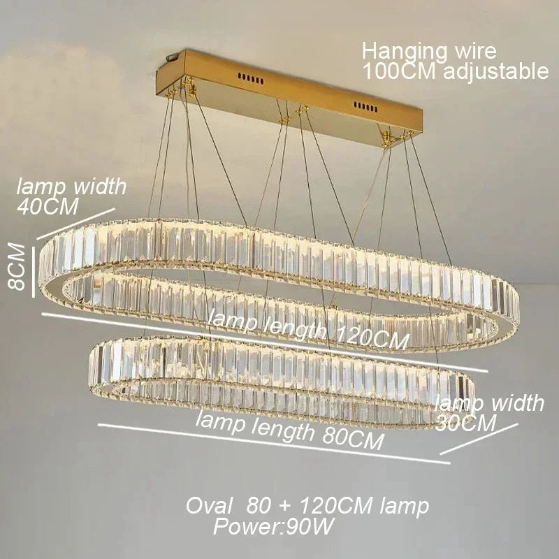 Modern Gold Luxury Crystal LED Dimmable Chandelier Pendant Lamp for Bedroom, Living Room, Hotel & Villa