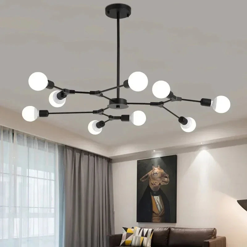 Modern Magic Bean Molecular Branch Chandelier - Electroplated Living Room & Bedroom Lamp
