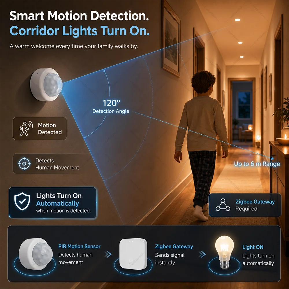 Zigbee 3.0 PIR Motion Sensor - Smart Home Sensor Works with Home Assistant, Alexa, Yandex, ZHA, Zigbee2MQTT and SmartLife