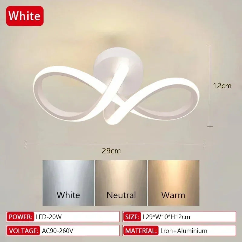 LED Aisle Ceiling Chandelier Modern Minimalist Three-Color Surface Mount Light for Bedroom & Dining Room