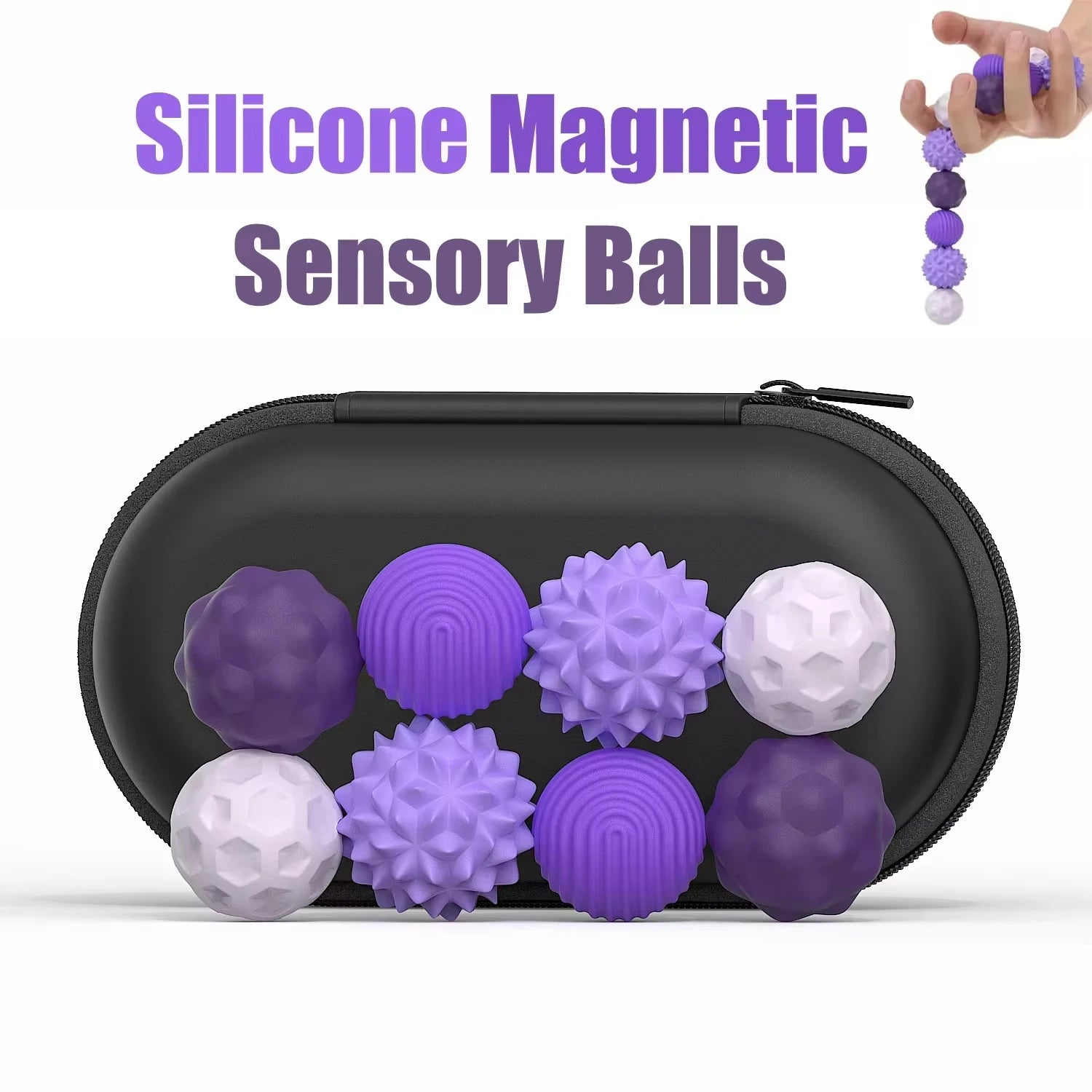Magnetic Silicone Sensory Worry Balls Autism Calming Fidget Toy for Kids & Adults Anxiety Stress Relief