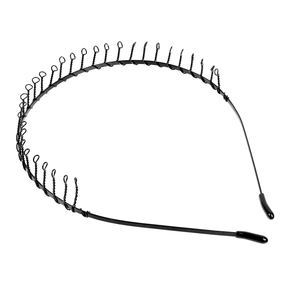 Unisex Black Metal Wavy Headband - Invisible Non-Slip Sports Hairband and Bangs Holder Hair Accessory