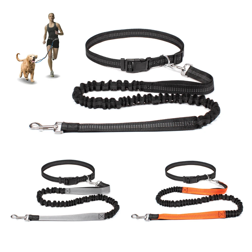 Hands-Free Dog Leash with Adjustable Waist Belt & Chest Strap for Walking Running Jogging