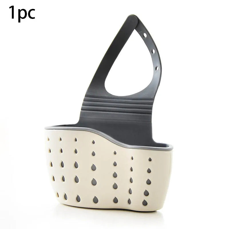Adjustable Sink Draining Hanging Basket - Rubber Sink Bag, Soap Sponge Shelf and Faucet Holder for Kitchen and Bathroom