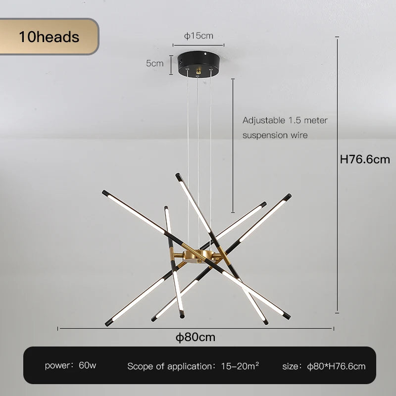 Nordic Geometric LED Pendant Chandelier with Remote Control for Restaurant, Living Room & Dining Table