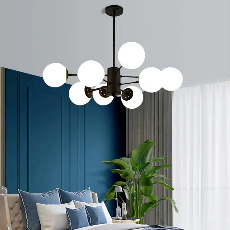 Modern Luxury Nordic Glass LED Chandelier for Living Room, Dining Room, Bedroom & Kitchen
