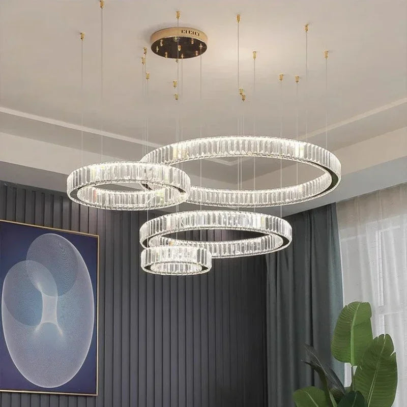 Modern Gold Luxury Crystal LED Dimmable Chandelier Pendant Lamp for Bedroom, Living Room, Hotel & Villa