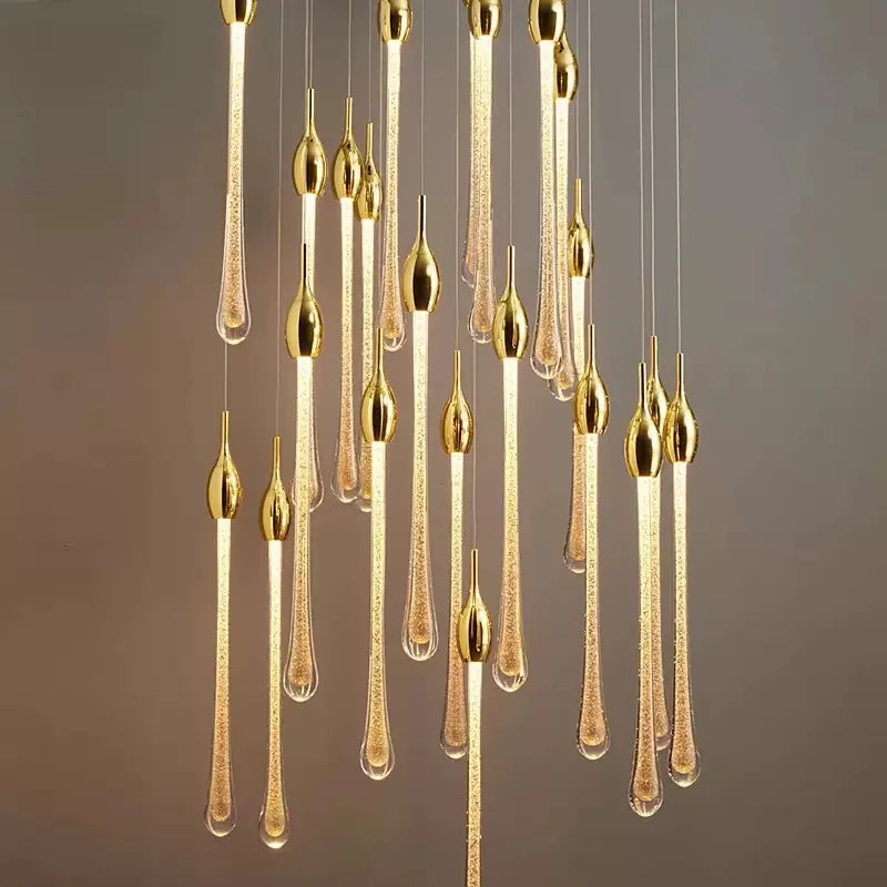 Nordic Luxury Crystal Water Drop LED Chandelier for Bedroom, Bedside & Bar
