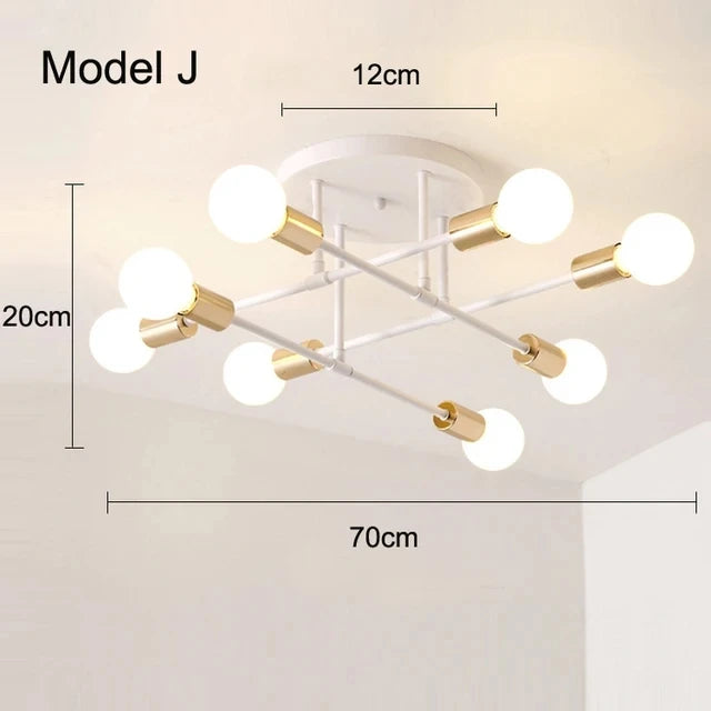 Nordic Minimalist LED Pendant Ceiling Chandelier in Black & Gold for Bedrooms & Living Rooms