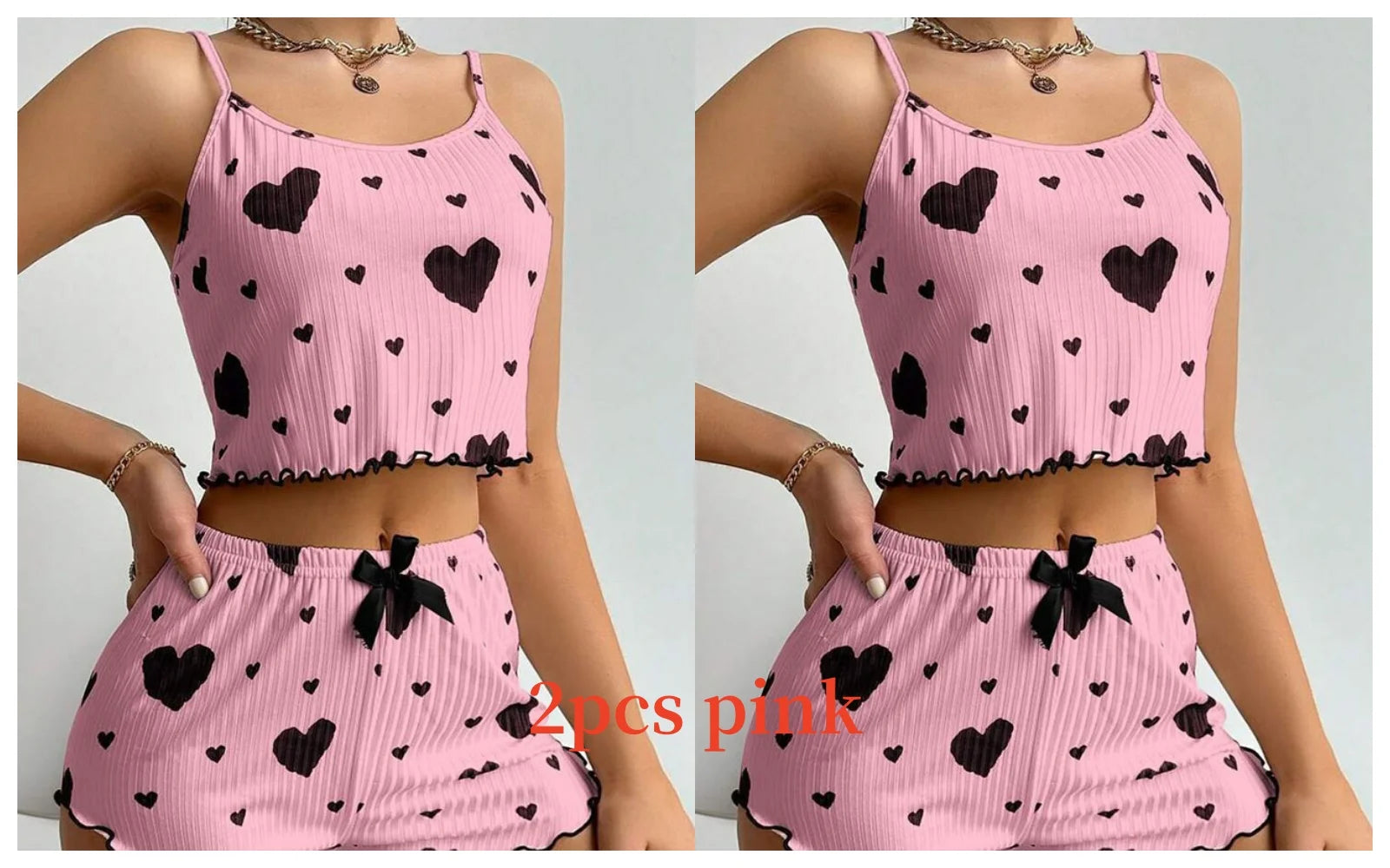 Women's Pajamas Set Sleepwear - White Short Tank Top and Shorts, Soft Breathable Casual Sleepwear with Print