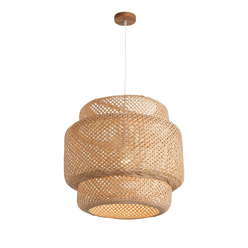 Modern Hand Woven Bamboo Pendant Light Art Chandelier Lantern for Dining Room and Bedroom