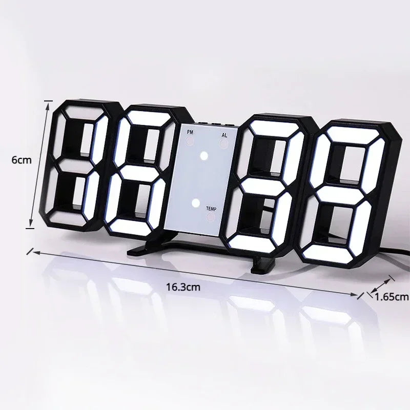 3D LED Digital Clock Wall Decoration Glow Night Mode Adjustable Electronic Watch for Bedroom Room Decor