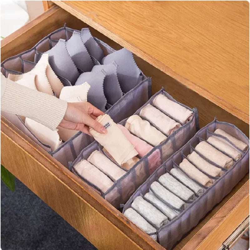 Collapsible Underwear Storage Box Nylon Organizer Dormitory Bra Storage Breathable Mesh Bag