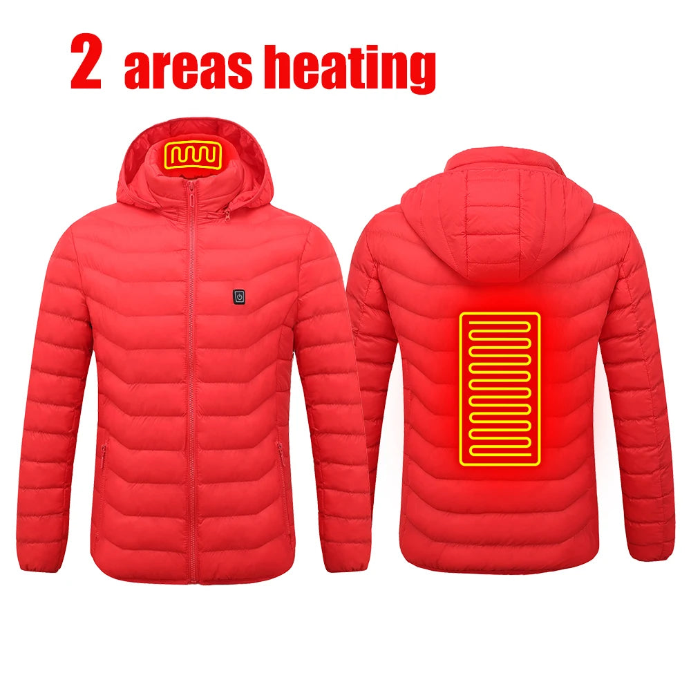 Men's Heating Jacket 21-Zone Four-Switch Control USB Electric Heated Coat Self-Heating Vest Thermal Warm Winter Coat