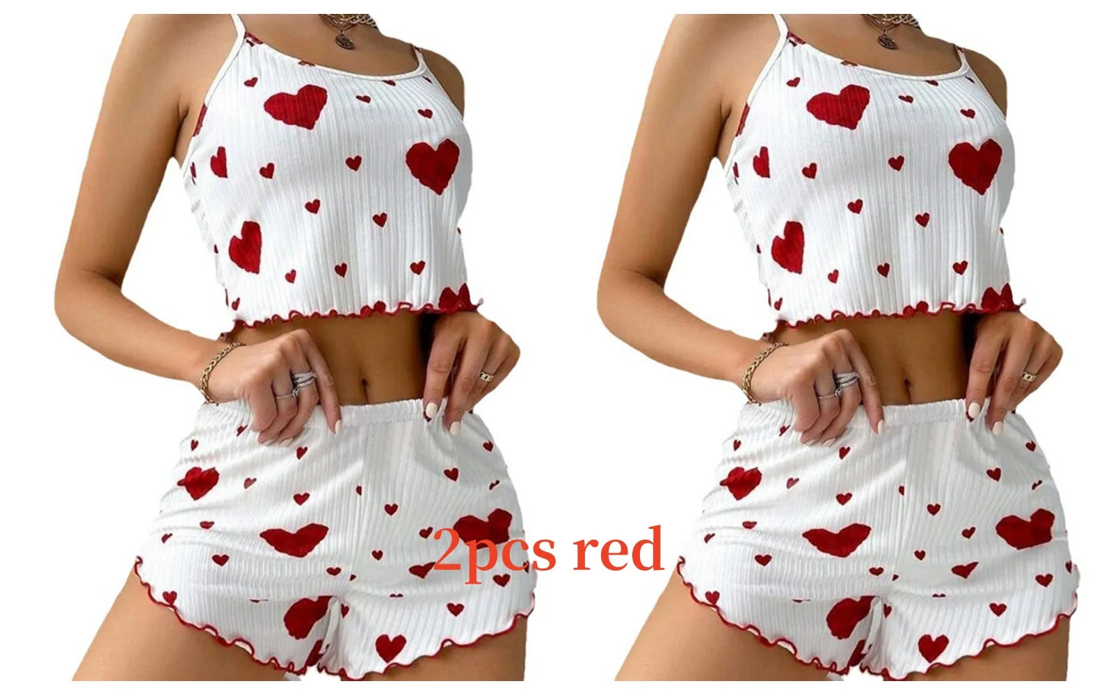 Women's Pajamas Set Sleepwear - White Short Tank Top and Shorts, Soft Breathable Casual Sleepwear with Print