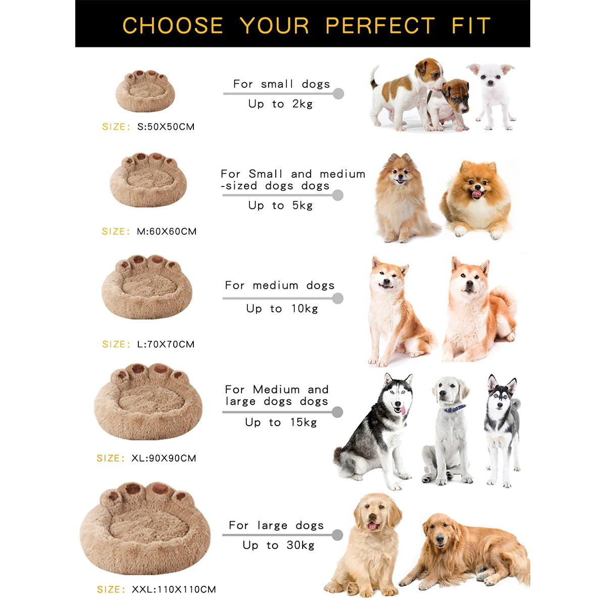 Fluffy Winter Warm Dog Bed Sofa Basket, Kennel Mat for Puppies & Cats with Blanket Accessories